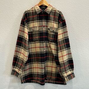 E. Land American Classics Men's Cotton Black Brown Red Plaid Shacket Size XXL